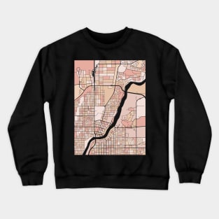 Saskatoon Map Pattern in Soft Pink Pastels Crewneck Sweatshirt